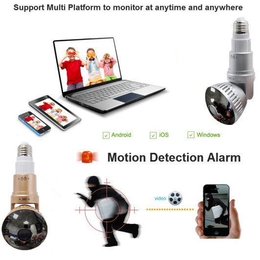 1.3MP Onvif iSmart Remote Control 433Hz WiFi Light Bulb P2P Camera