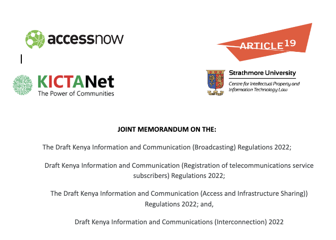 Joint Submission on Draft KICA Regulations, 2022