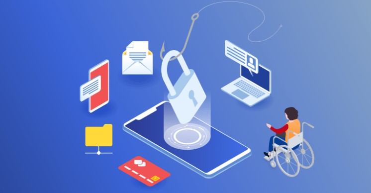 Graphic representation of cybersecurity for persons with disabilities.