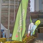 Safaricom Tear Drop banner on display during the Data Privacy Week in Nairobi
