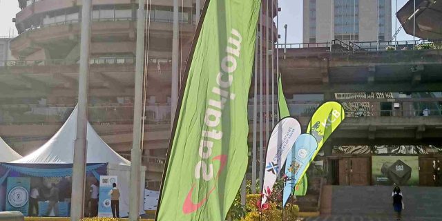 Safaricom Tear Drop banner on display during the Data Privacy Week in Nairobi