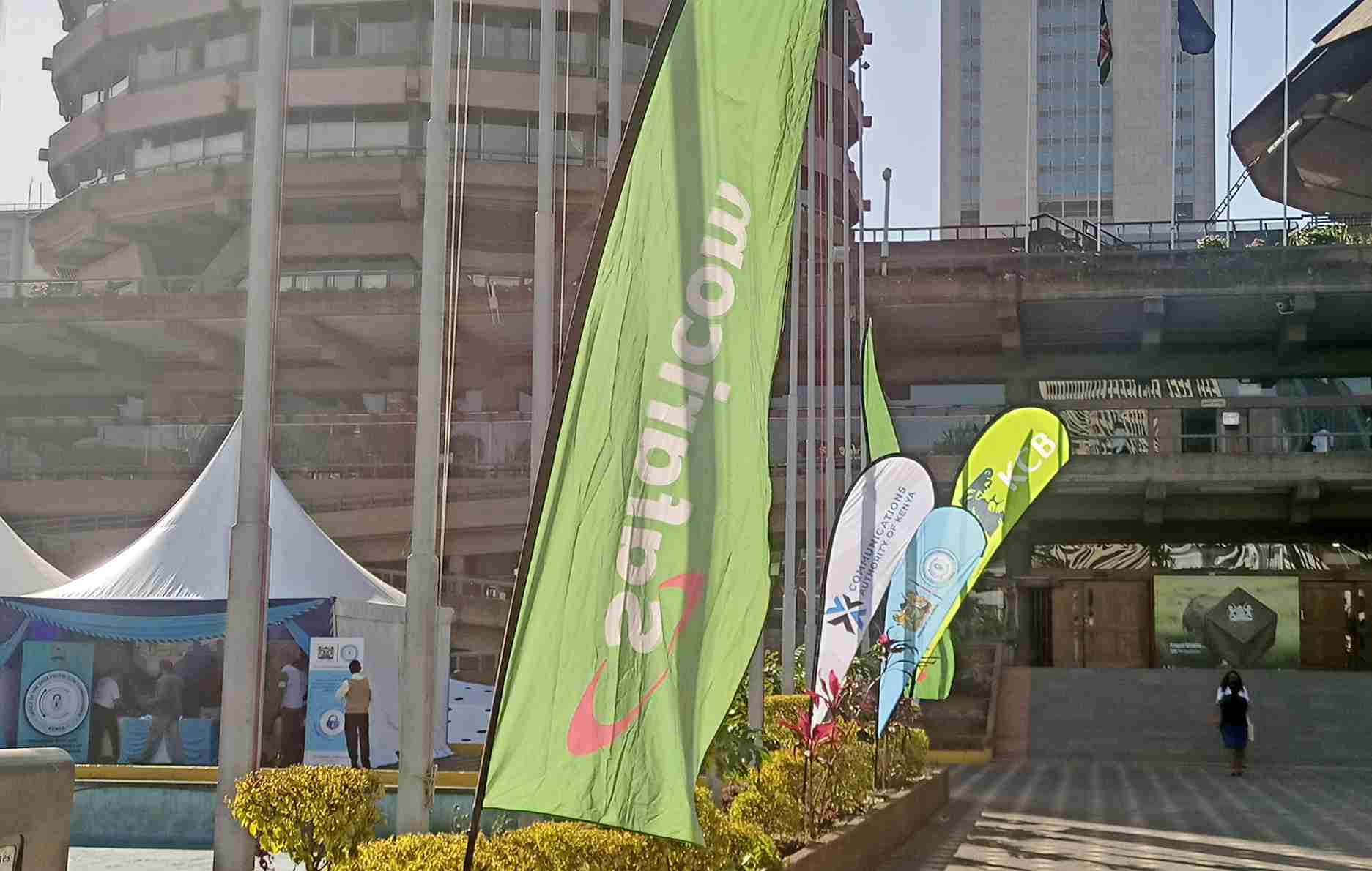 Safaricom Tear Drop banner on display during the Data Privacy Week in Nairobi