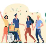 Illustration of four persons with disability celebrating