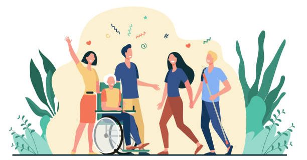 Illustration of four persons with disability celebrating