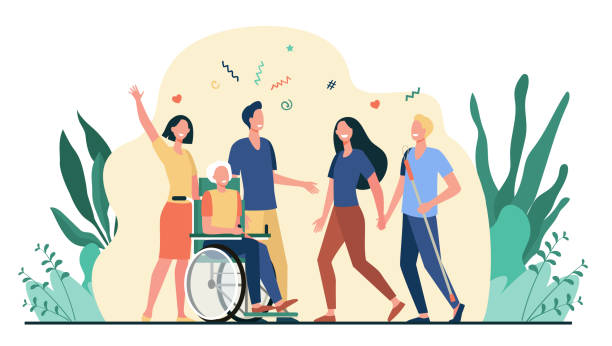 Illustration of four persons with disability celebrating