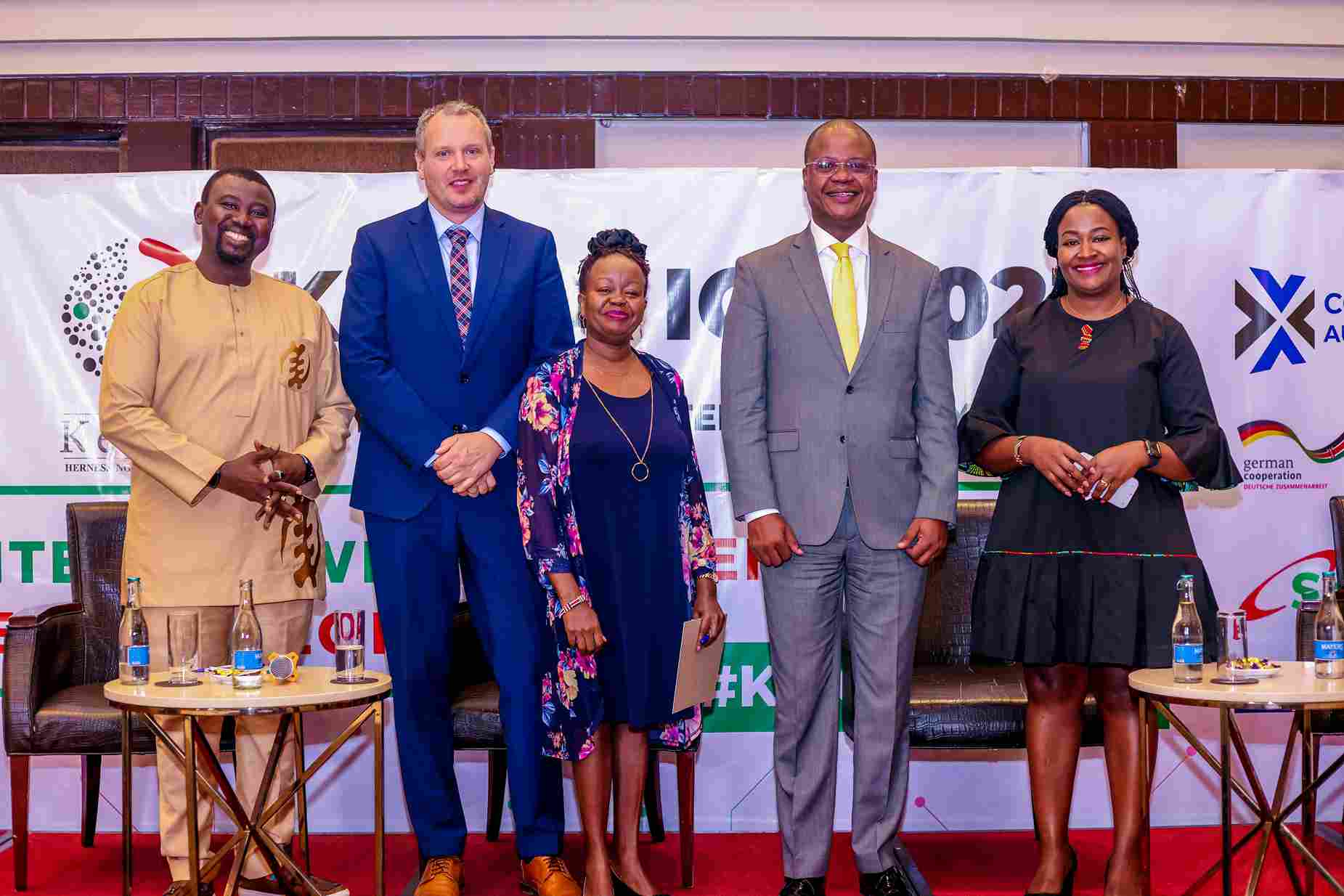 ( From L-R) ‘Gbenga Sesan, Paradigm Initiative, Mr. Bernd Lakemeie, GIZ Kenya, Ms Grace Githaiga, KICTANet, Dr Vincent Ngundi, CA, Mercy Ndegwa, META during the High (C-Level) Panel – The Internet We Want – Empowering All Kenyan People during the Kenya Internet Governance Forum held in Nairobi, Kenya.