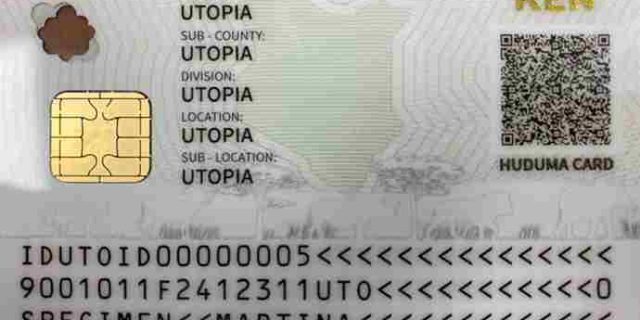 A replica of the Huduma Namba card