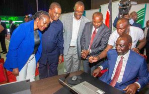 President William Ruto during the unveiling of Digital Government Services dubbed Gava Mkononi at the Kenyatta International Convention Centre in Nairobi.