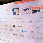 A banner of Forum on Interenet freedon in Africa 2023.