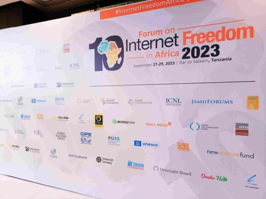 A banner of Forum on Interenet freedon in Africa 2023.