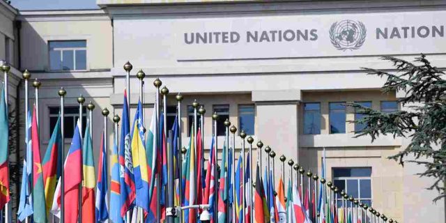 Flags of Countries in front of the United Nations Office at Geneva PHOTO Xabi Oregi