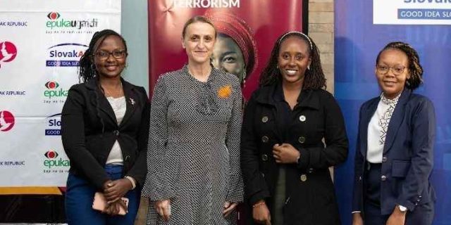 Linda GichohiLinda Gichohi, Dr. Vladislava Gubalova from GLOBSEC and other participants during a high-level dialogue on “Bridging Voices for ASAL Women”, as part of the 16 Days of Activism campaign organised by the Embassy of the Slovak Republic and Epuka Ugaidi.