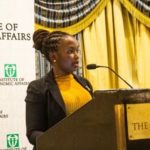 Linda Gichohi presenting KICTANet's Memorandum on the Budget Priorities FY 2024/25 for ICT Sector