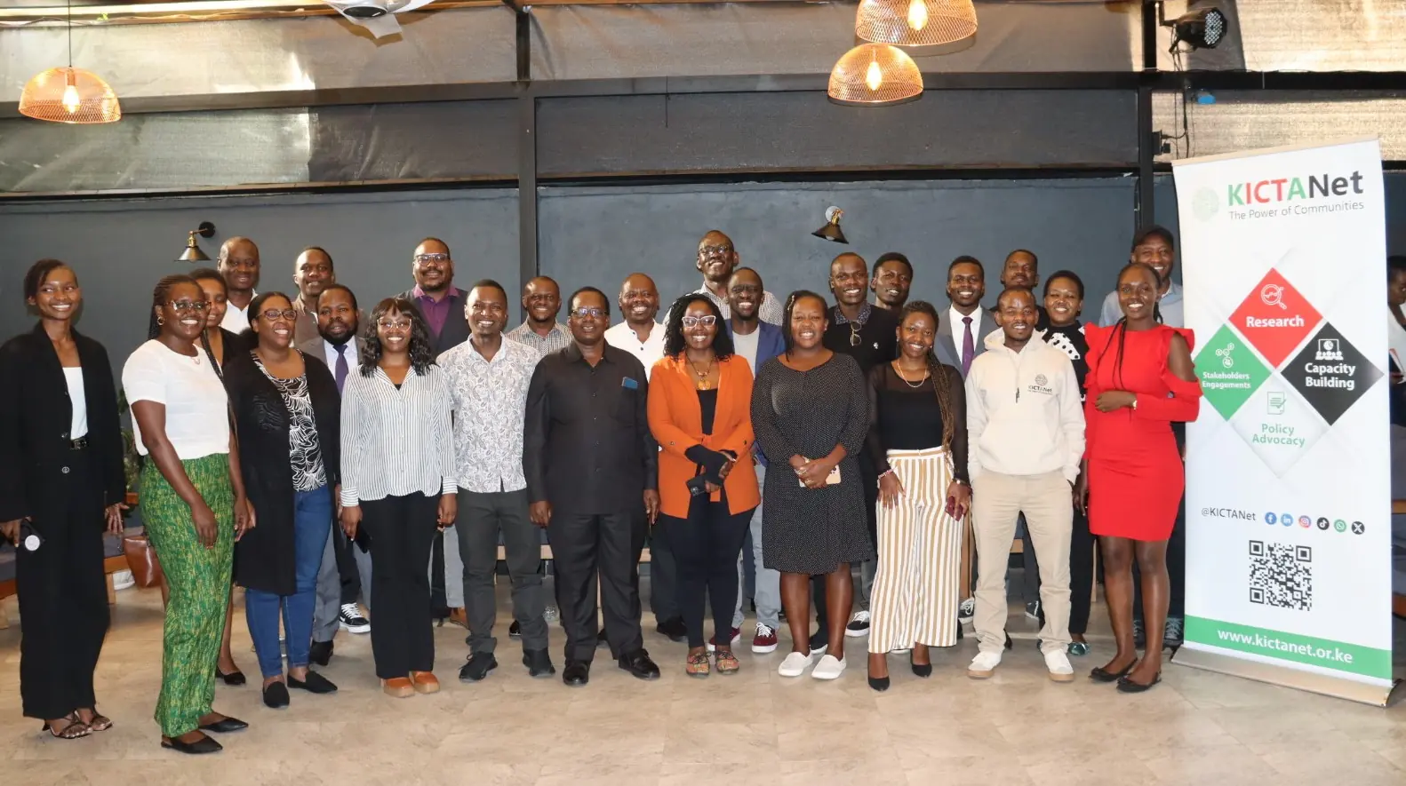 Group photo at a convening focused on strengthening coalitions for digital rights in Kenya