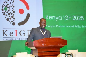Charles Juma, Country Lead, UK- Digital Access Program speaking att he Africa Tech Policy Summit.