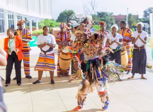 A dancer performing at the Digital Rights and Inclusion Forum (DRIF) in Lusaka, Zambia.